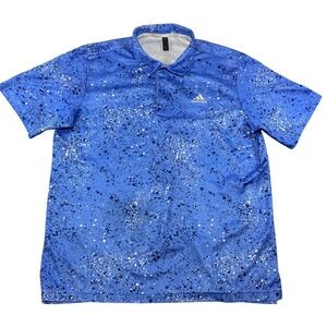 Adidas Golf Mens Blue Splatter Print Performance Polo Shirt ADVR0872 Large